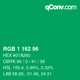 Color code: RGB 1 162 96 | qconv.com