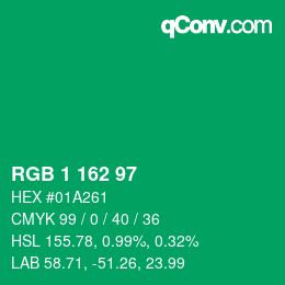 Farbcode: RGB 1 162 97 | qconv.com