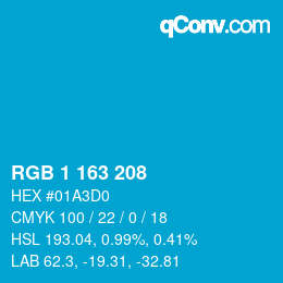 Color code: RGB 1 163 208 | qconv.com