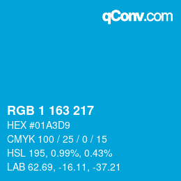Color code: RGB 1 163 217 | qconv.com