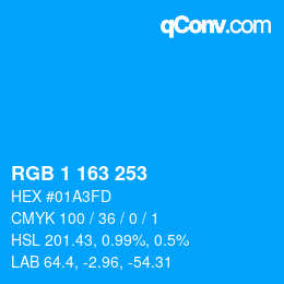 カラーコード: RGB 1 163 253 | qconv.com