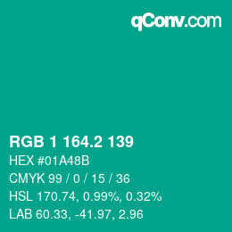 カラーコード: RGB 1 164.2 139 | qconv.com