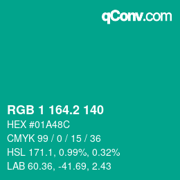 カラーコード: RGB 1 164.2 140 | qconv.com