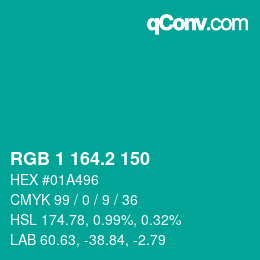 カラーコード: RGB 1 164.2 150 | qconv.com
