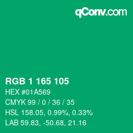 Color code: RGB 1 165 105 | qconv.com