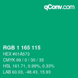 Color code: RGB 1 165 115 | qconv.com