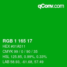 Color code: RGB 1 165 17 | qconv.com