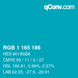 カラーコード: RGB 1 165 186 | qconv.com
