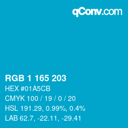 Color code: RGB 1 165 203 | qconv.com