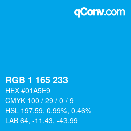 カラーコード: RGB 1 165 233 | qconv.com
