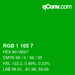 Color code: RGB 1 165 7 | qconv.com