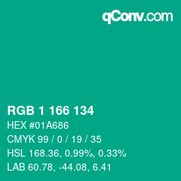 カラーコード: RGB 1 166 134 | qconv.com