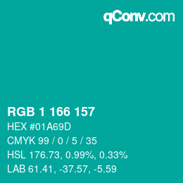 Color code: RGB 1 166 157 | qconv.com