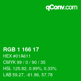 Color code: RGB 1 166 17 | qconv.com