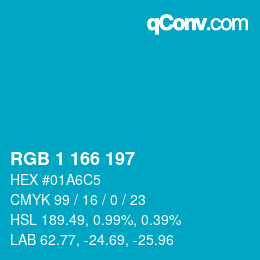 Color code: RGB 1 166 197 | qconv.com