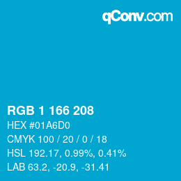 Color code: RGB 1 166 208 | qconv.com