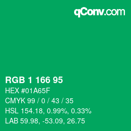 Color code: RGB 1 166 95 | qconv.com
