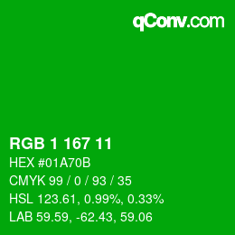 Color code: RGB 1 167 11 | qconv.com