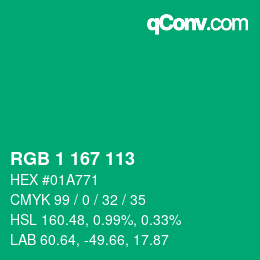 Color code: RGB 1 167 113 | qconv.com