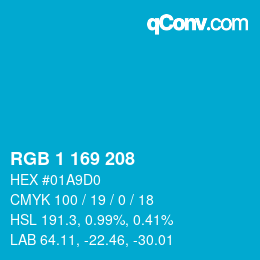 Color code: RGB 1 169 208 | qconv.com