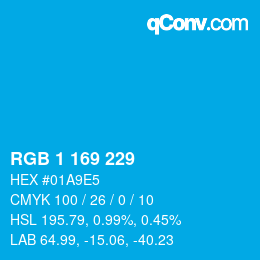 Color code: RGB 1 169 229 | qconv.com