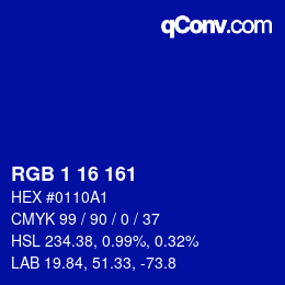 Color code: RGB 1 16 161 | qconv.com