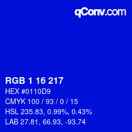 Farbcode: RGB 1 16 217 | qconv.com