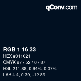 Color code: RGB 1 16 33 | qconv.com