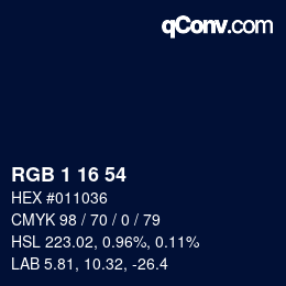 Color code: RGB 1 16 54 | qconv.com