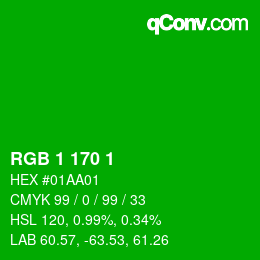 Color code: RGB 1 170 1 | qconv.com