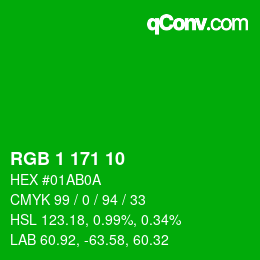 Color code: RGB 1 171 10 | qconv.com