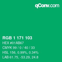 Farbcode: RGB 1 171 103 | qconv.com