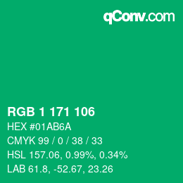 Color code: RGB 1 171 106 | qconv.com