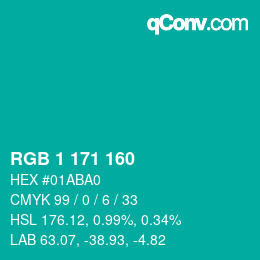 Color code: RGB 1 171 160 | qconv.com