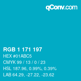 Color code: RGB 1 171 197 | qconv.com
