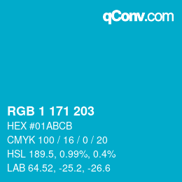 Color code: RGB 1 171 203 | qconv.com