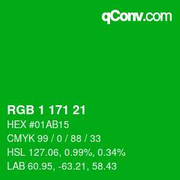 Color code: RGB 1 171 21 | qconv.com