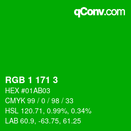 Color code: RGB 1 171 3 | qconv.com