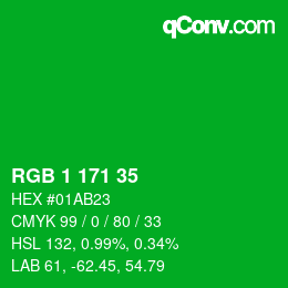 Color code: RGB 1 171 35 | qconv.com