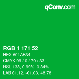 Color code: RGB 1 171 52 | qconv.com