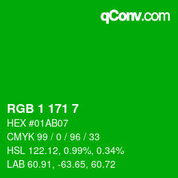 Color code: RGB 1 171 7 | qconv.com