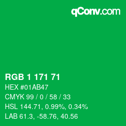 Color code: RGB 1 171 71 | qconv.com