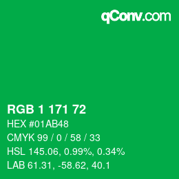 Color code: RGB 1 171 72 | qconv.com