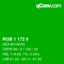 Color code: RGB 1 172 0 | qconv.com
