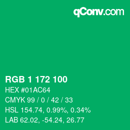 Color code: RGB 1 172 100 | qconv.com