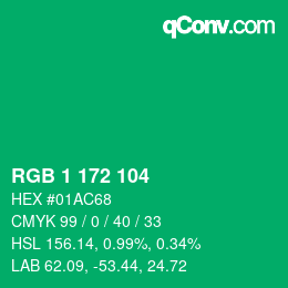 Color code: RGB 1 172 104 | qconv.com