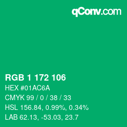 Color code: RGB 1 172 106 | qconv.com