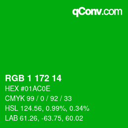 Color code: RGB 1 172 14 | qconv.com