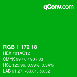 Color code: RGB 1 172 18 | qconv.com