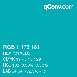 Farbcode: RGB 1 172 181 | qconv.com